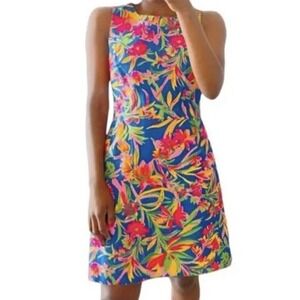 J.Crew Colorful Tropical Sleeveless Lined Shift‎ Dress Size 00